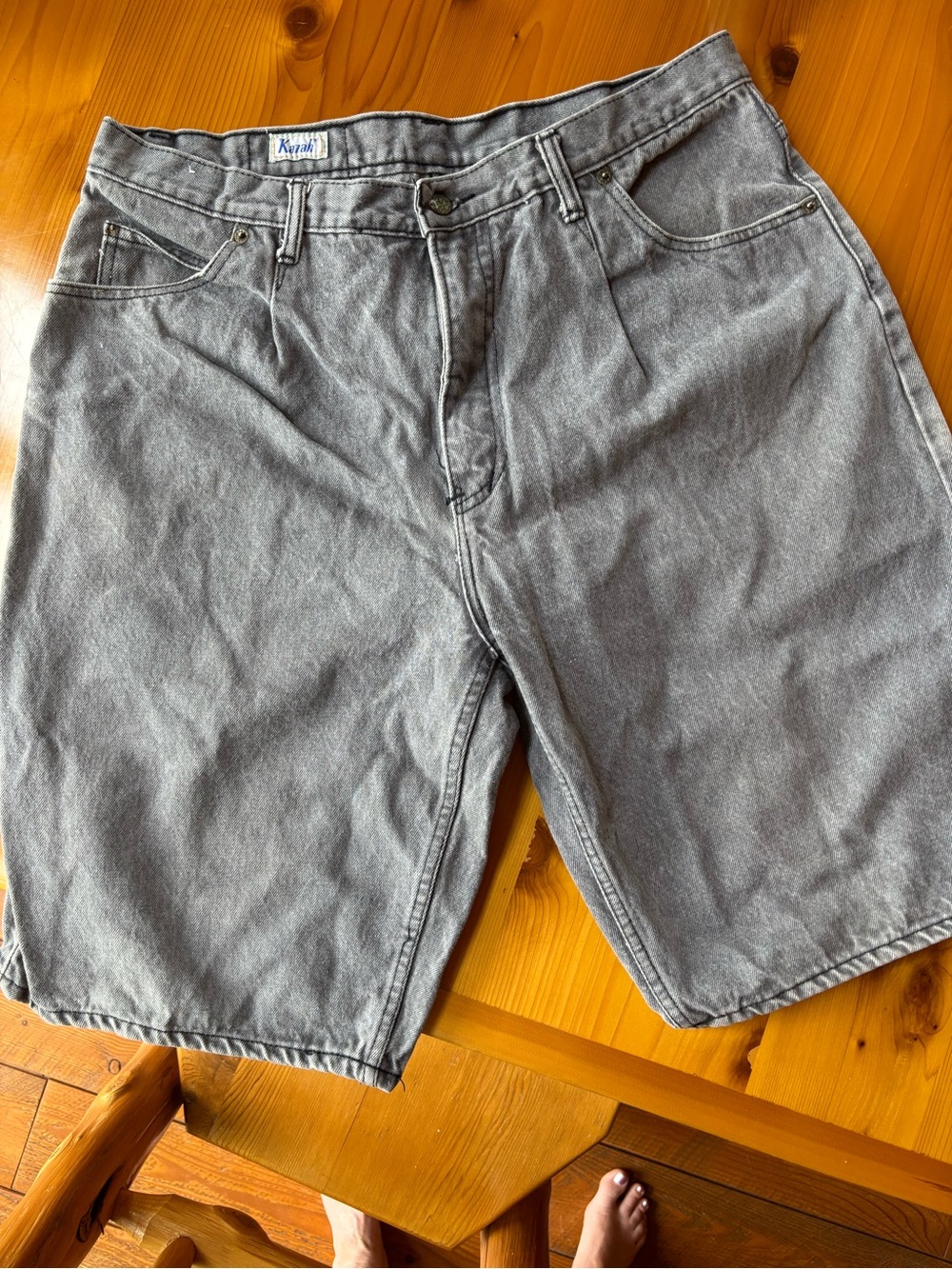 Kuwaii Men's Washed Gray Denim Shorts